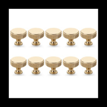 10 Pack Champagne Bronze Knurled Cabinet Knobs - Round Kitchen Drawer Pulls for Cabinets, Dressers, Cupboards & Wardrobes