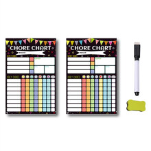 2PCS Tabla magnética de planificación de recompensas para adolescentes Tabla de tareas diarias y semanales de borrado en seco para nevera