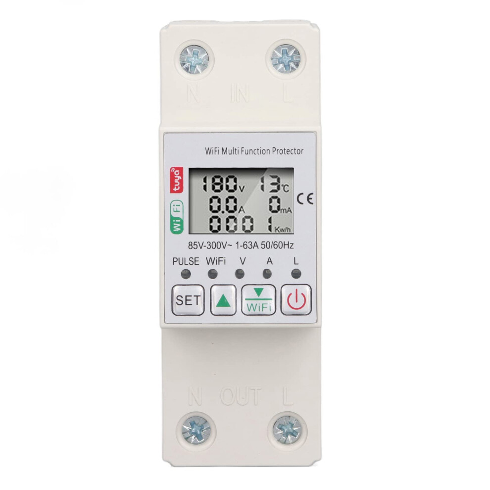 Smart Power Meter Switch Ac85-300V 63A - Digital Voltage Current Energy Monitor Circuit Breaker For Home Use 6447073878992