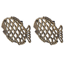 2X Cast Iron Fish Trivet, 7.5X6Inch Decorative Vintage Pattern for Cookware and Hot Dishes with Rubber Feet