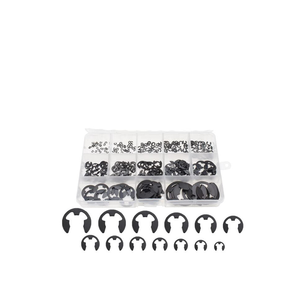 Circlips E Clip Assortment Kit, 290Pcs Alloy Steel External Retaining Ring For Shaft Fasteners, 1.2-15Mm Size 6947110391205
