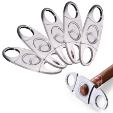 Cigar Cutter Guillotine Stainless Steel Double Blade Clippers 5 Pack Silver Cigar Scissors Accessories
