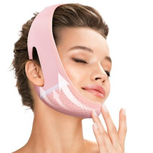 Reusable V Line Lifting Mask with Chin Strap for Sleeping, Face Lift and Jaw Exerciser, Pink, Medium Size