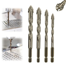 High-Strength 4-Flute Serrated Eccentric Drill Bit Kit for Masonry, Concrete, Tile, Brick, Glass, Plastic, Wood