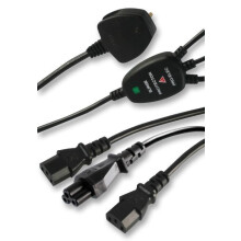 PRO ELEC - IEC Splitter, 2x IEC C13 + C5 Power Lead with Surge Protector, 2.3m
