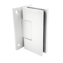 H-MGTW-FP-W Gloss White Glass to Wall Shower Door Hinge with Full Back Plate for Modern Bathrooms