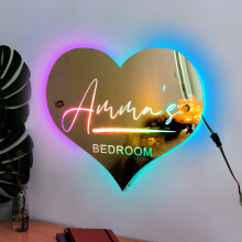Personalized Name Bedroom Mirror LED Light Neon Sign 20x40cm Custom Wall Decor for Birthday Wedding Party Gifts