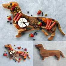 Aperitif Board Dachshund Dog Shape Charcuterie Board 15.7 Inch Unique Solid Wood Christmas Holiday Gift for Family