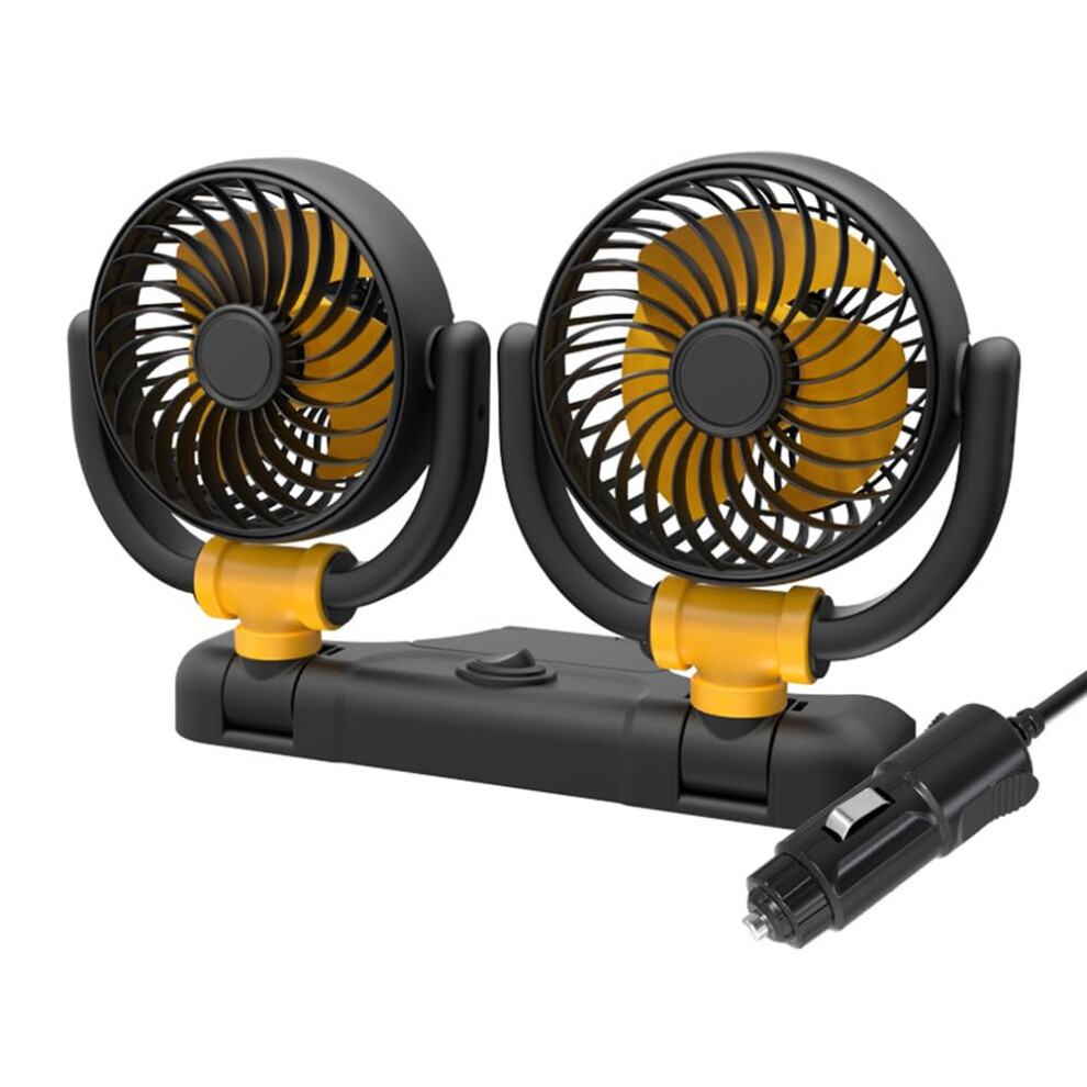 5V/12V/24V Automatic Dual-Head Low Noise Air Circulation Fan, Adjustable 2-Speed Dashboard Cooling Ventilator, 360 Rotation 6447073880247