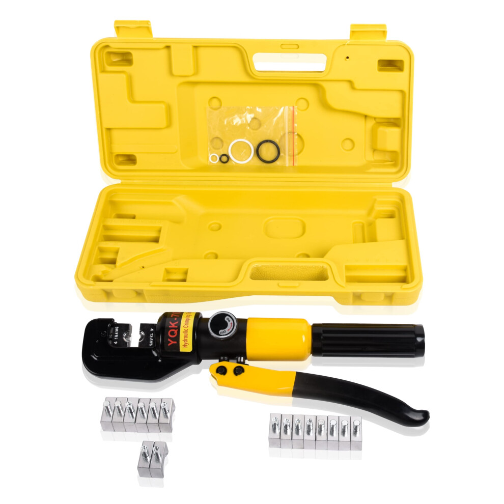 Yqk-70 Hydraulic Cable Crimping Tool 10 Ton With 9 Crimping Dies For 12-2/0 Awg Battery Cables, 0.43-Inch Stroke 6482260895260