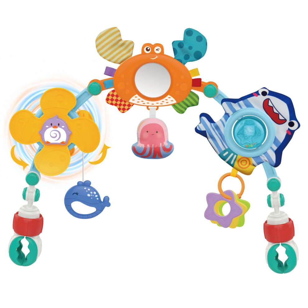 Baby Stroller Arch Toy - Infant Car Seat Mobile for Crib Bouncer Bassinet, Ocean-Themed Sensory Toy Bar for 0-3 Years Old