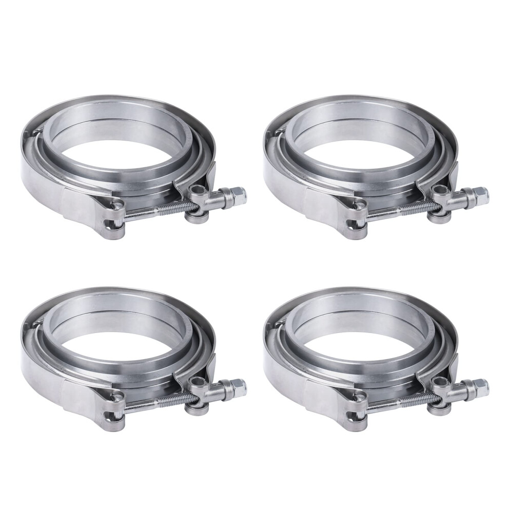 2.75 Inch V Band Clamp With Flange, 4 Pack Stainless Steel Male Female Replacement For Turbo Exhaust Downpipes 6947110392356
