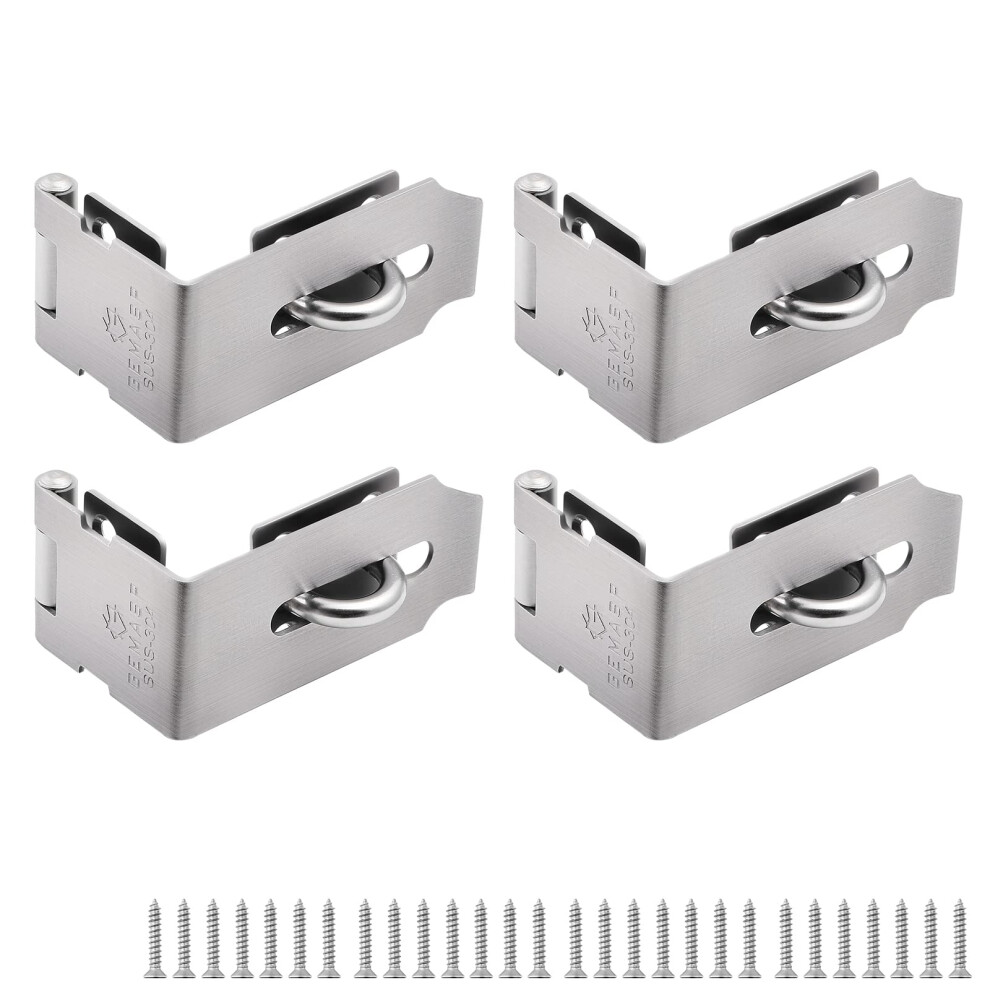 Hasp Latch 4 Pack, 90 Degree 304 Stainless Steel File Cabinet Lock For Desk Drawers And Personal Privacy Security 6038364507471