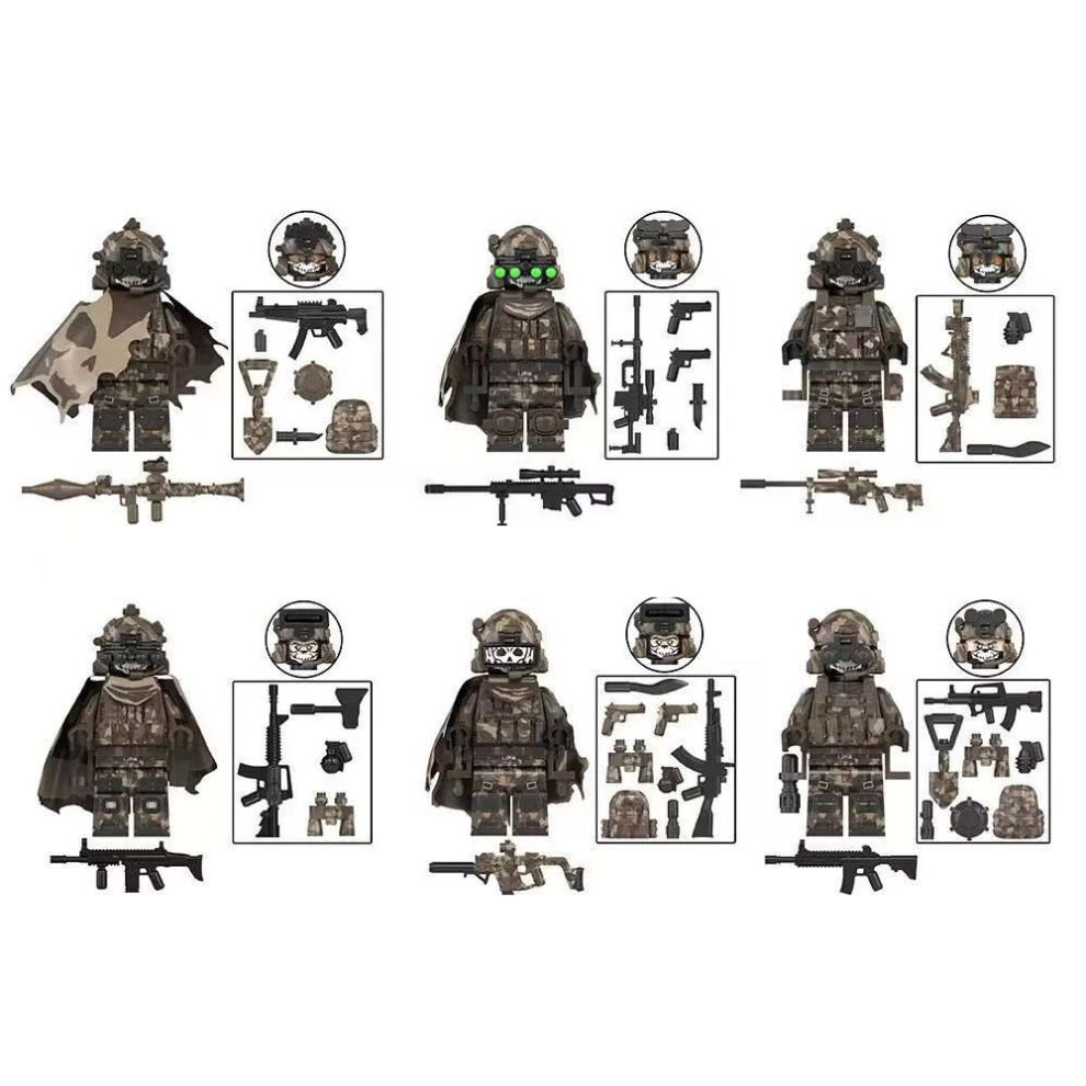 (6pcs-A) 12pcs Ghost Special Forces Call of Duty Delta Military Minifigures Toys Fits Lego-image-OPC-PJXDPP8-NEW