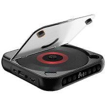 (Black) KC-918 CD Player with LCD Screen Portable Bluetooth Speaker Audio Repeater for Home Car