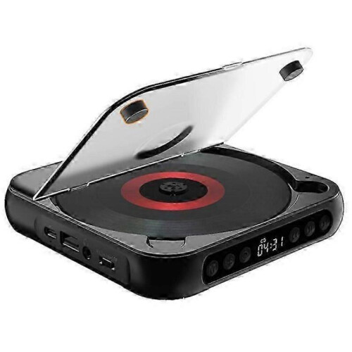 (Black) KC-918 CD Player with LCD Screen Portable Bluetooth Speaker Audio Repeater for Home Car