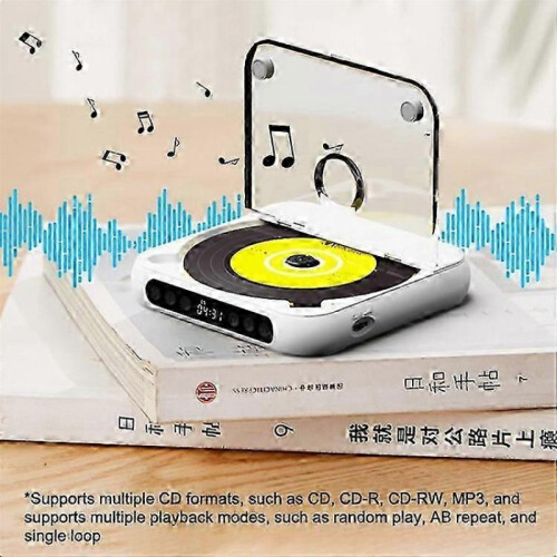 (White) KC-918 CD Player with LCD Screen Portable Bluetooth Speaker Audio Repeater for Home Car 1