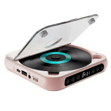 (Pink) KC-918 CD Player with LCD Screen Portable Bluetooth Speaker Audio Repeater for Home Car