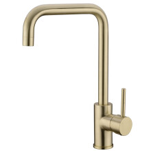 Brushed Gold Kitchen Faucet 360 Swivel High Arch Single Handle 304 Stainless Steel Hot Cold Mixer Tap for Kitchen Sink