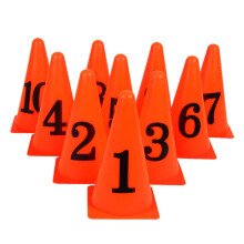 10 Pcs Plastic Football Training Cones with Numbers for Agility Markers Soccer Basketball Indoor Outdoor Orange