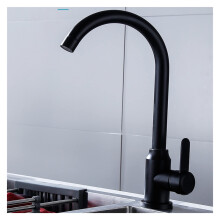 Matte Black Kitchen Faucet 360 Degree Rotation Single Handle Hot and Cold Water Mixer Stainless Steel Deck Mounted Tap