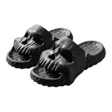 (40 41, Black) Fashion Colorful EVA Skull Slippers Lightweight Non-Slip Sandals for Home Bathroom