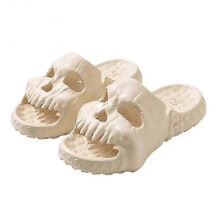 (42 43, Beige) Fashion Colorful EVA Skull Slippers Lightweight Non-Slip Sandals for Home Bathroom