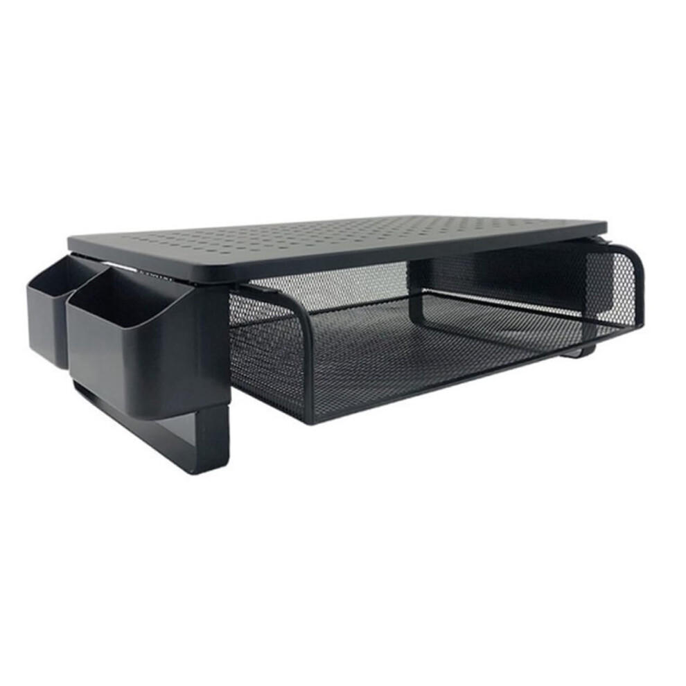 Enhanced Desk Standing Iron Monitor Stand Riser With Drawer Storage For Office Home Ergonomic Design Adjustable Height 6447073881749