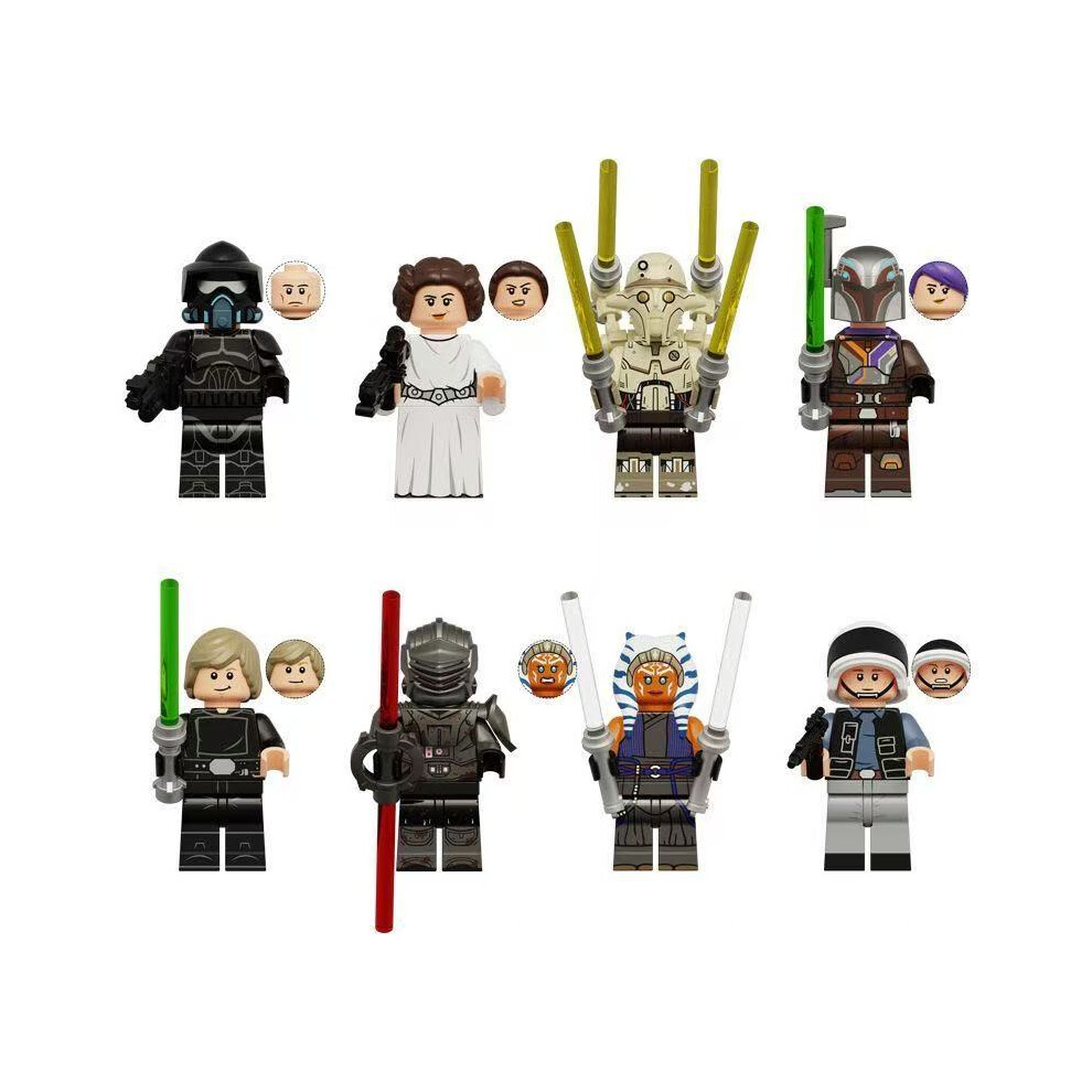 Enekio 8Pcs Star Wars Character Luke Skywalker Minifigures Toys Fits Lego