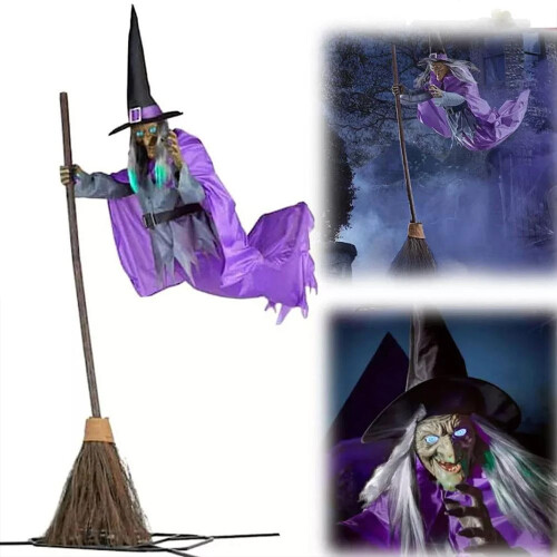 Halloween DecorOutdoor Garden 6ft Animated Hovering Witch Animatronics 1