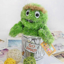 (Trash Can) 30cm Cute Cartoon Sesame Street Doll Puppet Plush Toy Christmas Gift For Children-i