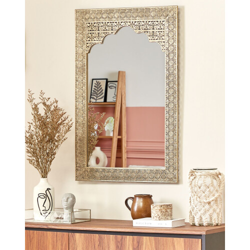 Beliani Wall Mirror PALI 60 cm 90 cm Metal Gold 1