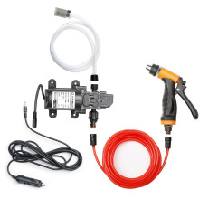 Portable Intelligent Electric Pressure Washer Pump 100W 160 PSI 12V with 21.3 Feet PVC Hose for Home Car Garden Cleaning