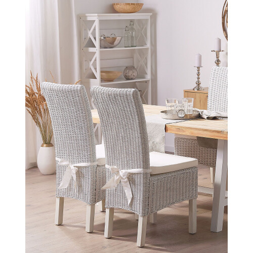 Beliani Set of 2 Dining Chairs ANDES Rattan White 1