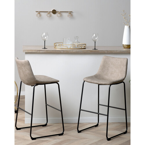 Beliani Set of 2 Bar Chairs FRANKS Beige 1