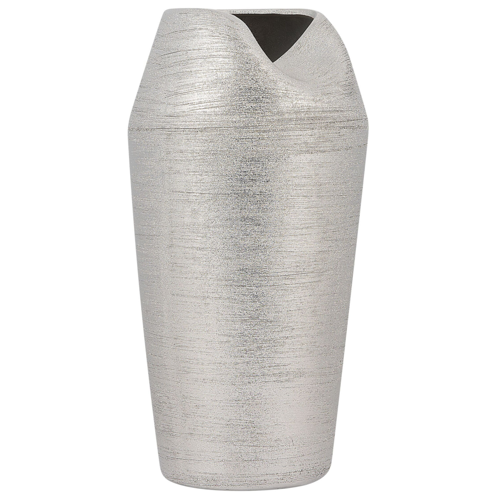 Decorative Vase APAMEA Stoneware 33 cm Silver