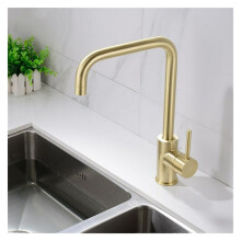 Kitchen Faucet Cold and Hot Mixer Tap Gold Brushed 304 Stainless Steel for Vegetable Washing Sink Basin (Color: 2)