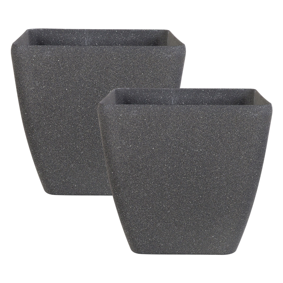 Set of 2 Plant Pots ZELI 34 cm Dark Grey