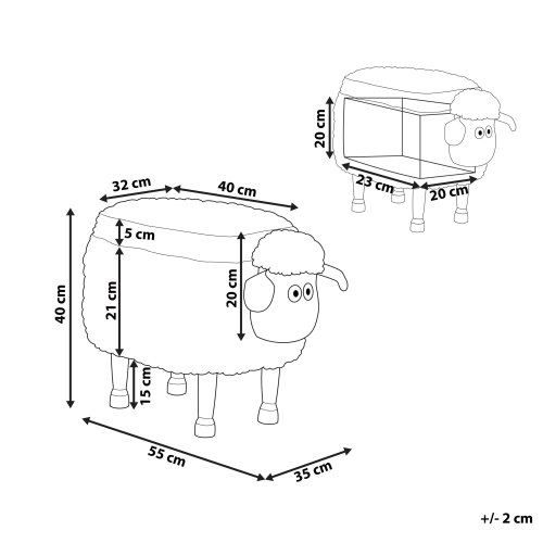 Beliani Storage Animal Stool SHEEP Fabric Light Beige 2