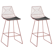 Set of 2 Bar Chairs BISBEE Metal Rose Gold