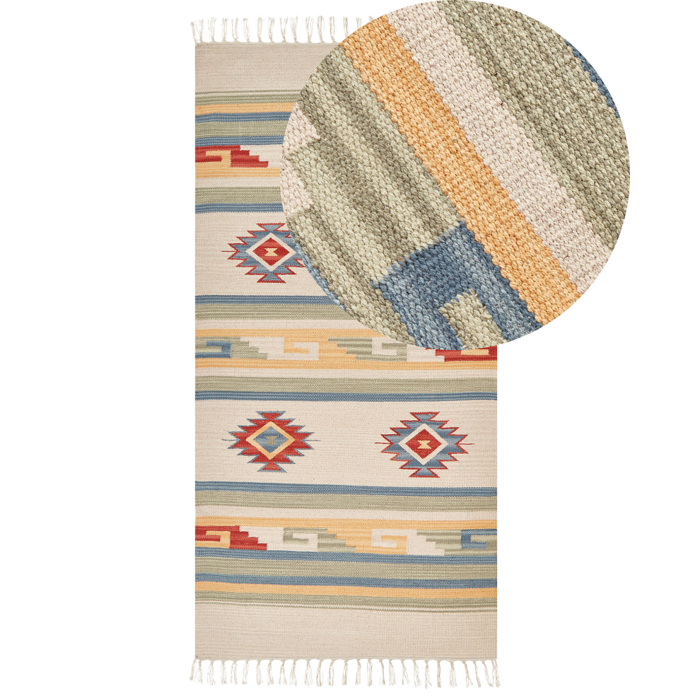 Rug APARAN Beige 80 x 150 cm Cotton Kilim