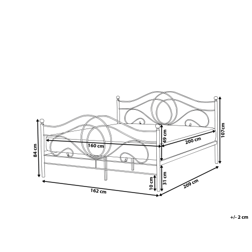 Beliani Bed Metal LYRA 160 x 200 cm (EU King Size) White 1