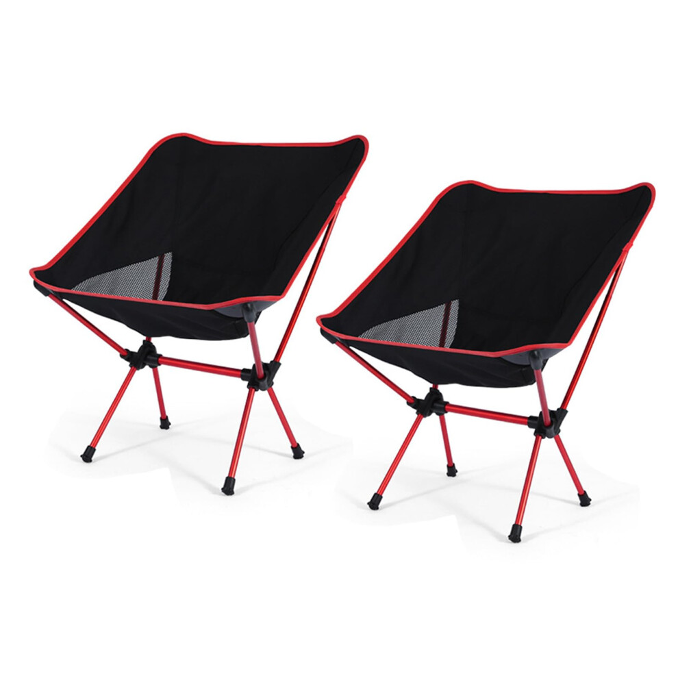 Folding Camping Chairs Pack of 2, Lightweight Portable Fishing Chairs, Outdoor Beach Chairs, 130 kg Capacity, Red-image-OPC-PJXDWMS-NEW