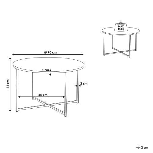 Beliani Coffee Table QUINCY Tempered Glass Marble/ Gold 2
