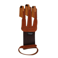 Brown Leather Archery Finger Gloves for Hunting Practice | Adjustable 3 Finger Tab | Universal Fit for Left & Right Hand