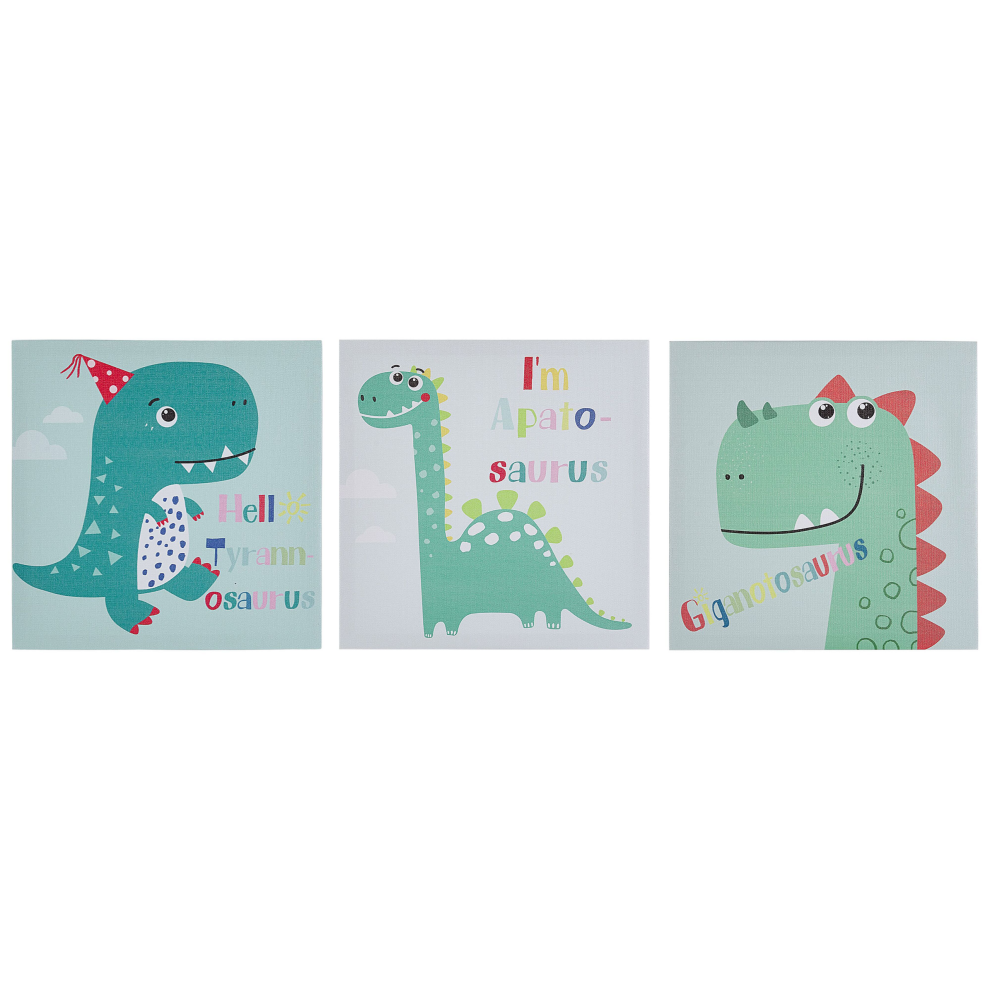 Set of 3 Canvases BINGUI Kids Motif 30 x 30 cm Multicolour