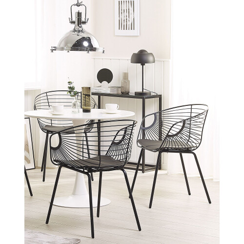 Beliani Set of 2 Dining Chairs HOBACK Metal Black 1
