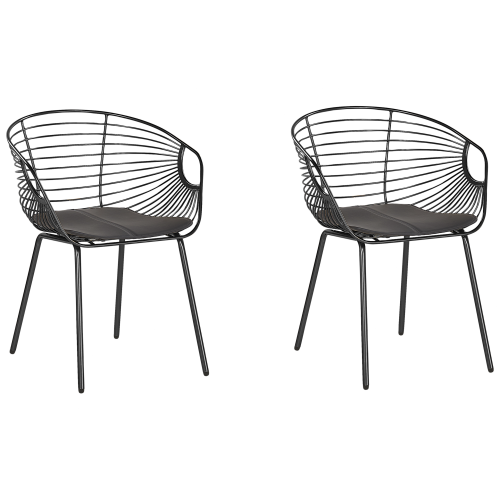 Beliani Set of 2 Dining Chairs HOBACK Metal Black