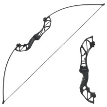 Archery Takedown Recurve Bow Right Hand Black 30lbs 40lbs Alloy Riser Longbow with Arrow Sight and Brush