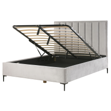Ottoman Bed Velvet SEZANNE 160 x 200 cm (EU King Size) Light Grey